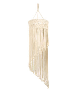 GloboStar® 36203 TUNISIA Boho Καπέλο Φωτιστικού- Μακραμέ Πλεκτό Χειροποίητο Μπεζ Βαμβακερό Νήμα - Μ30 x Π30 x Υ120cm