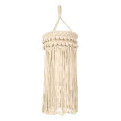 GloboStar® 36205 UGANDA Boho Καπέλο Φωτιστικού- Μακραμέ Πλεκτό Χειροποίητο Μπεζ Βαμβακερό Νήμα - Μ25 x Π25 x Υ70cm