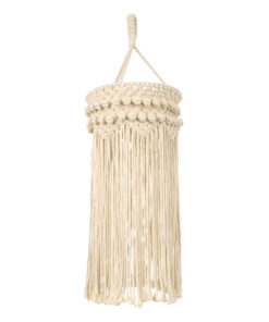 GloboStar® 36205 UGANDA Boho Καπέλο Φωτιστικού- Μακραμέ Πλεκτό Χειροποίητο Μπεζ Βαμβακερό Νήμα - Μ25 x Π25 x Υ70cm