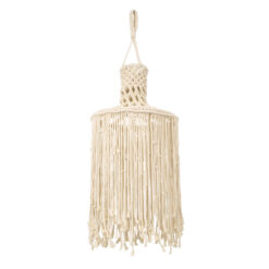 GloboStar® 36207 SENEGAL Boho Καπέλο Φωτιστικού- Μακραμέ Πλεκτό Χειροποίητο Μπεζ Βαμβακερό Νήμα - Μ30 x Π30 x Υ80cm