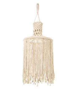 GloboStar® 36207 SENEGAL Boho Καπέλο Φωτιστικού- Μακραμέ Πλεκτό Χειροποίητο Μπεζ Βαμβακερό Νήμα - Μ30 x Π30 x Υ80cm