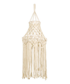 GloboStar® 36209 SOMALIA Boho Καπέλο Φωτιστικού Μακραμέ Πλεκτό Χειροποίητο Μπεζ Βαμβακερό Νήμα - Μ30 x Π30 x Υ90cm