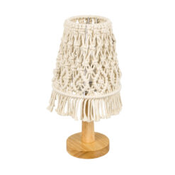 GLOBOSTAR® RWANDA 36210 Boho Επιτραπέζιο Φωτιστικό Πορτατίφ με Ντουί 1 x E27 AC 220-240V IP20 - Μπεζ & Καφέ - Μ15 x Π15 x Υ30cm