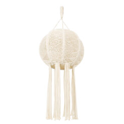 GloboStar® 36214 EGYPT Boho Καπέλο Φωτιστικού- Μακραμέ Πλεκτό Χειροποίητο Μπεζ Βαμβακερό Νήμα - Μ30 x Π30  x Υ75cm