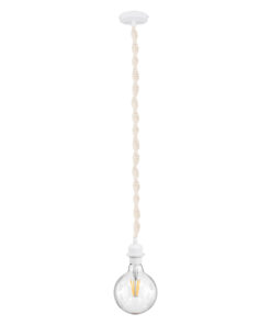 GLOBOSTAR® SHAQRA 36215 Μοντέρνο Κρεμαστό Φωτιστικό Οροφής με Ντουί 1 x E27 AC 220-240V IP20 - Μπεζ & Λευκό - Μ4 x Π4 x Υ110cm