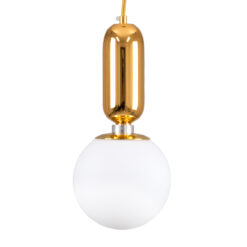 GLOBOSTAR® MAVERICK 00943 Μοντέρνο Κρεμαστό Φωτιστικό Οροφής με Ντουί 1 x E27 AC 220-240V IP20 - Χρυσό & Λευκό - Μ15 x Π15 x Υ33cm