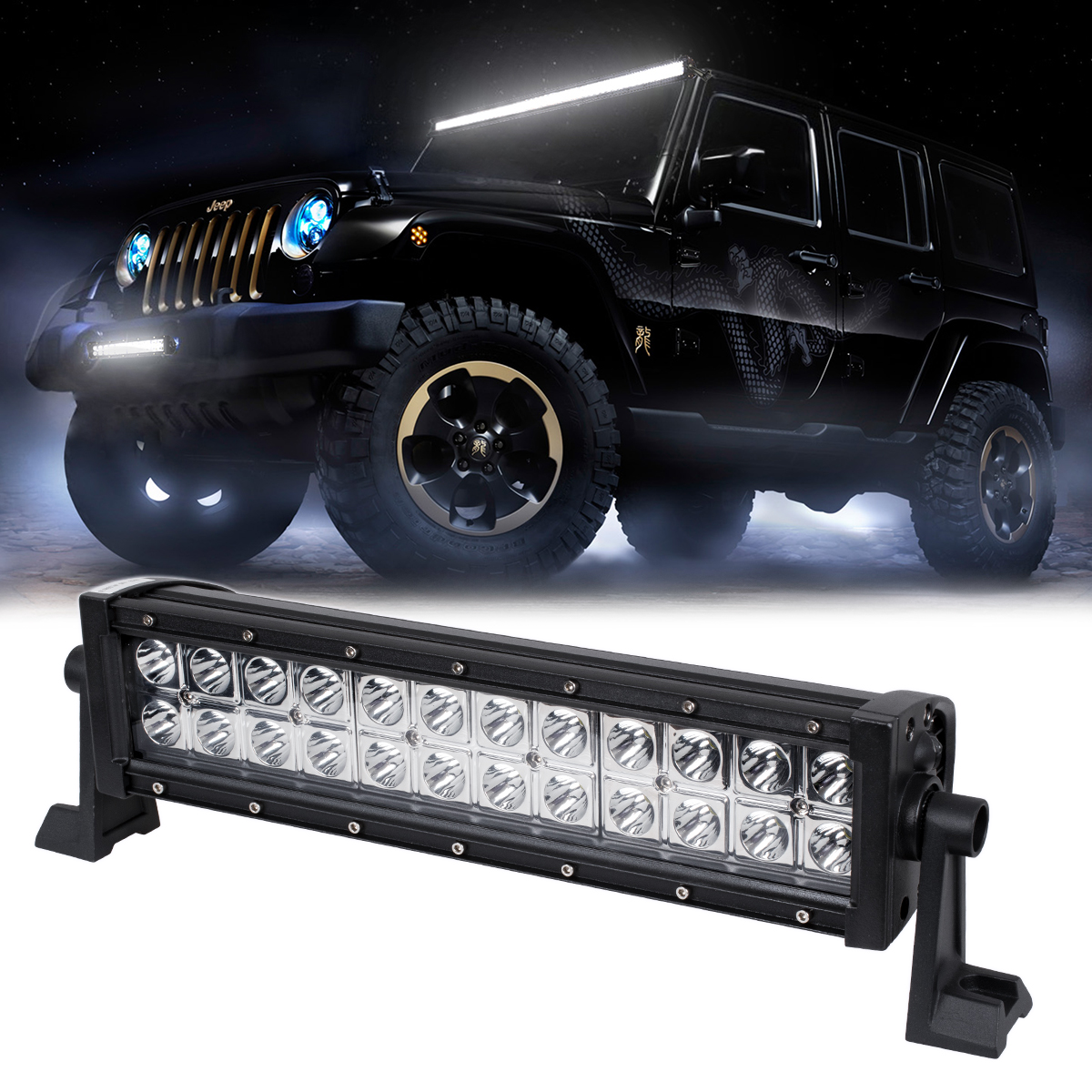 GloboStar® 85461 PRO Series Μπάρα Ίσια - Straight για Αυτοκίνητα & Φορτηγά LED CREE XBD 72W 7200lm DC 10-30V Αδιάβροχη IP65 Ψυχρό Λευκό 6000K - Image 2