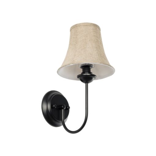 GLOBOSTAR® SHELLY 01299 Vintage Φωτιστικό Τοίχου – Απλίκα με Ντουί 1 x E27 AC 220-240V IP20 – Μαύρο & Μπεζ – Μ13 x Π18 x Υ34cm