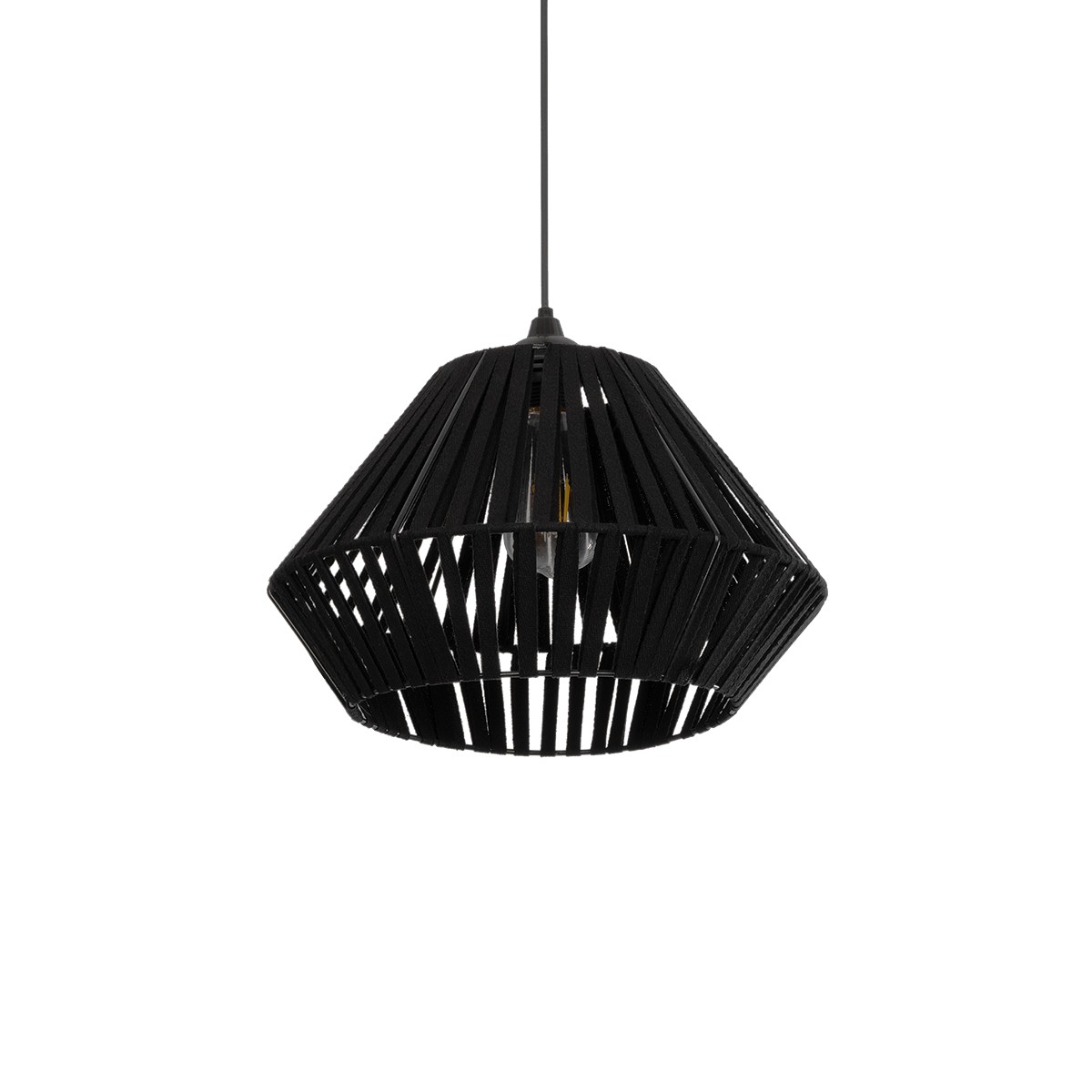 GLOBOSTAR® NUI 205-0061 Boho Κρεμαστό Φωτιστικό Οροφής με Ντουί 1 x E27 AC 220-240V IP20 - Μαύρο - M36 x Π36 x Υ27cm - Image 2