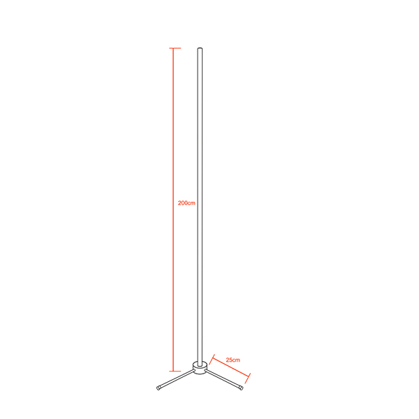 Μοντέρνο Minimal Επιδαπέδιο Μαύρο Φωτιστικό 200cm LED 32 Watt με Ασύρματο Χειριστήριο RF & Dimmer Πράσινο GloboStar ALIEN Design GLOBO-200-5 - Image 2
