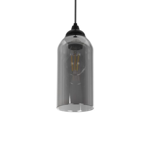 GLOBOSTAR® TUBE 206-0030 Μοντέρνο Κρεμαστό Φωτιστικό Οροφής με Ντουί 1 x E27 AC 220-240V IP20 – Μαύρο Φιμέ – Μ10 x Π10 x Υ24cm