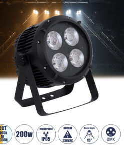 GloboStar® 51119 TYPHON Επαγγελματική Κεφαλή PAR DMX512 200W AC 220V-240V – SPOT – 15° OSRAM LED Αδιάβροχη IP65 – CCT Θερμό Λευκό 2700K – Φυσικό Λευκό 4500K – Ψυχρό Λευκό 6000K – Μαύρο – L23.2 x W22 x H33cm