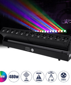 GloboStar® 51168 SPHINX Επαγγελματική Κινούμενη Μπάρα Φωτισμού DIGITAL MATRIX PIXEL LED 480W AC 220V-240V 4IN1 BEAM - WASH - SPOT - ZOOM 5° - 35° OSRAM LED DMX512 Display on Body RGBW - Μαύρο - L102 x W10 x H16.5cm