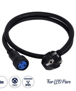 GloboStar® 51172 Καλώδιο Ρεύματος 3PIN DMX512 1 Μέτρο από Female XLR σε Male Πρίζα Schuko Τερματισμένο Αδιάβροχο IP65 Μ100cm - Μαύρο