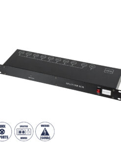 GloboStar® SPLITTER 51178 Διακλαδωτής & Ενισχυτής Σήματος DMX 8 Καναλιών - Rack Mount - AC 220-240V IP20 - Μ48 x Π17 x Υ4.5cm - 2 Χρόνια Εγγύηση