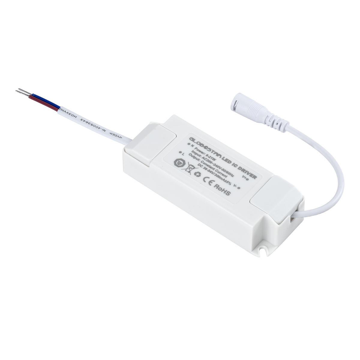 GLOBOSTAR® EROS-DRIVER 61222 Ανταλλακτικό Τροφοδοτικό/Μετασχηματιστής SELV 9-21W AC 220-240V σε Constant Current DC 36-54V/300mA±5% PF0.95 IP20 - Μ11 x Π4.3 x Υ2.5cm - 5 Χρόνια Εγγύηση - Image 2