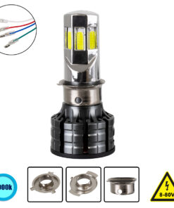 GloboStar® 81661 H4/HS1 KIT Βασικού Φωτισμού Μοτοσυκλέτας 2nd Generation Can-Bus Series LED CREE CXB COB 60W 6000lm DC 8-80V Αδιάβροχο IP67 Ψυχρό Λευκό 8000K
