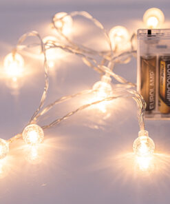 ΣΕΙΡΑ, 10 LED 5mm, ΑΚΡΥΛΙΚΕΣ ΔΙΑΦΑΝΕΣ ΜΠΑΛΕΣ 1.8cm, ΜΠΑΤΑΡΙΑΣ 3xAA, ΔΙΑΦΑΝΟ PVC ΚΑΛΩΔΙΟ, ΘΕΡΜΟ ΛΕΥΚΟ LED ΑΝΑ 15cm, ΠΡΟΕΚΤΑΣΗ ΠΑΡΟΧΗΣ 50cm, IP20 EUROLAMP 600-11248
