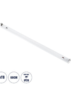 GloboStar® TUBATO 60147 Μεταλλικό Σκαφάκι για 1 x Λάμπα 60CM T8 G13 LED AC 220-240V IP20 Μ60 x Π3.4 x Υ4.3cm - 5 Χρόνια Εγγύηση