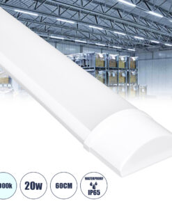 GloboStar® 60155 LED Γραμμικό Βιομηχανικό Φωτιστικό Tri-Proof 60cm 20W 1886lm 120° AC 220-240V Αδιάβροχο IP65 Μ60 x Π7.5 x Υ2.5cm Ψυχρό Λευκό 6000K - 2 Χρόνια Εγγύηση
