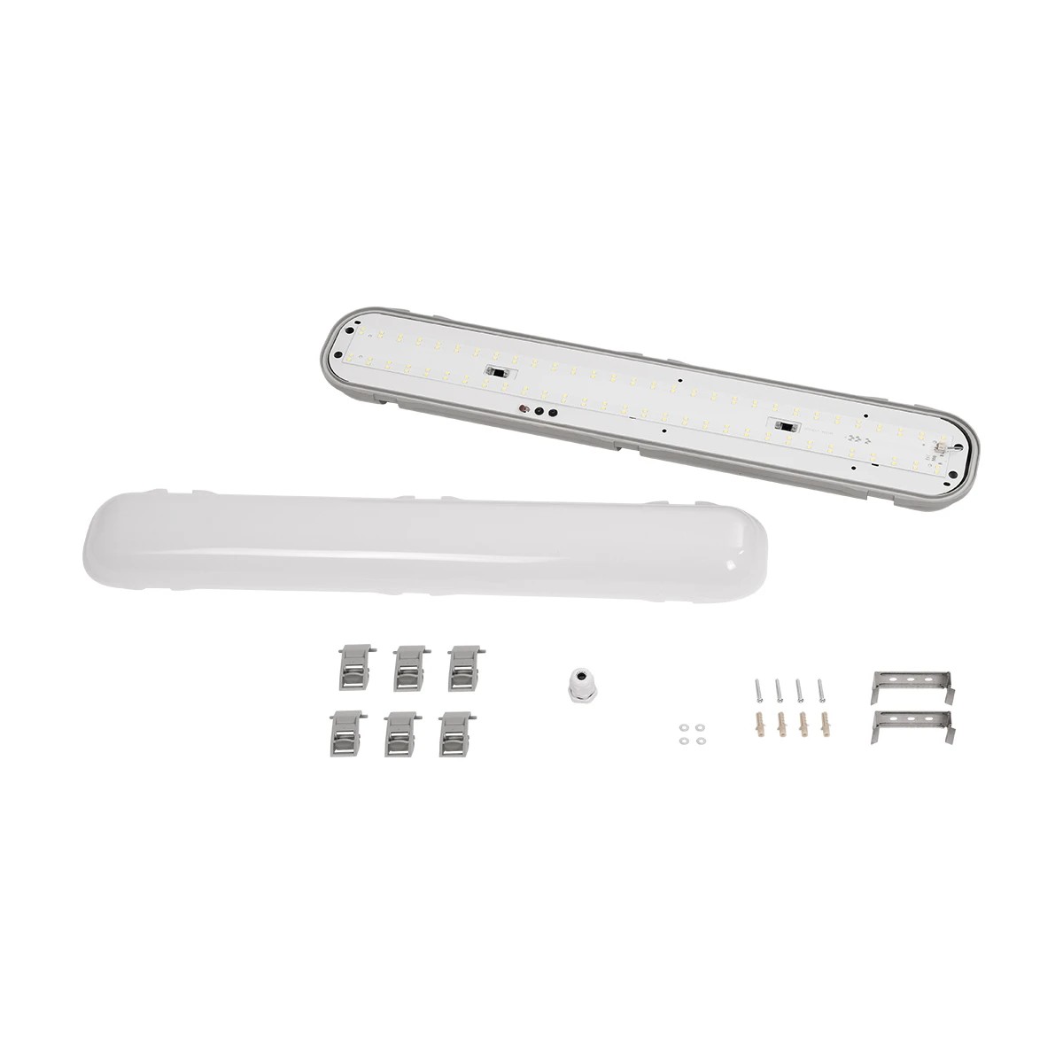 GLOBOSTAR® EMERGANO 60179 60cm Γραμμικό Βιομηχανικό Φωτιστικό Tri-Proof Τεχνολογίας Emergency με Ενσωματωμένη Μπαταρία Li-Ion 3.7V 2600mAH & Αυτονομία 3 Ώρες LED 24W 3120lm 120° AC 220-240V Αδιάβροχο IP65 Ψυχρό Λευκό 6000K - LUMILEDs SMD Chip & TÜV SÜD Driver - Γκρι με Γαλακτερό Κάλυμμα Πλαστικό PC - Μ60 x Π10.5 x Υ8cm - 5 Χρόνια Εγγύση - Image 9