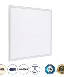 GLOBOSTAR® PANELETI 60207 Χωνευτό Panel Οροφής 60x60 LED 40W 3800lm 120° UGR<19 AC 220-240V IP20 Φυσικό Λευκό 4500K - Lumileds SMD Chip & TÜV SÜD Driver - Λευκό Γαλακτερό - Μ60 x Π60 x Υ1.5cm / Q56 x 56cm - 5 Χρόνια Εγγύηση