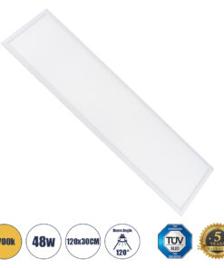 GLOBOSTAR® PANELETI 60214 Χωνευτό Panel Οροφής 120x30 LED 48W 4320lm 120° UGR<19 AC 220-240V IP20 Θερμό Λευκό 2700K - Lumileds SMD Chip & TÜV SÜD Driver - Λευκό Γαλακτερό - Μ120 x Π30 x Υ1.5cm / Q116 x 26cm - 5 Χρόνια Εγγύηση