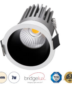 GLOBOSTAR® MICRO-B 60240 Χωνευτό Downlight Σποτ LED 7W 910lm 38° AC 220-240V IP20 Φυσικό Λευκό 4500K - Bridgelux COB Chip & TÜV SÜD Driver - Λευκό & Μαύρο Ματ - Μ6 x Π6 x Υ7.8cm / Q5cm - 5 Χρόνια Εγγύηση