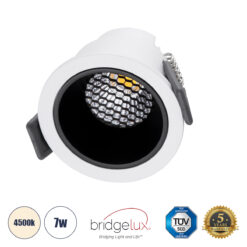 GLOBOSTAR® PLUTO-S 60246 Χωνευτό Downlight Σποτ με Honeycomb Anti Glare Reflector LED 7W 910lm 38° AC 220-240V IP20 Φυσικό Λευκό 4500K - Bridgelux COB Chip & TÜV SÜD Driver - Λευκό & Μαύρο Ματ - Μ6.4 x Π6.4 x Υ4.9cm / Q5.5cm - 5 Χρόνια Εγγύηση