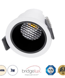 GLOBOSTAR® PLUTO-S 60246 Χωνευτό Downlight Σποτ με Honeycomb Anti Glare Reflector LED 7W 910lm 38° AC 220-240V IP20 Φυσικό Λευκό 4500K - Bridgelux COB Chip & TÜV SÜD Driver - Λευκό & Μαύρο Ματ - Μ6.4 x Π6.4 x Υ4.9cm / Q5.5cm - 5 Χρόνια Εγγύηση