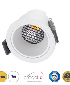 GLOBOSTAR® PLUTO-S 60249 Χωνευτό Downlight Σποτ με Honeycomb Anti Glare Reflector LED 7W 875lm 38° AC 220-240V IP20 Θερμό Λευκό 2700K - Bridgelux COB Chip & TÜV SÜD Driver - Λευκό Ματ - Μ6.4 x Π6.4 x Υ4.9cm / Q5.5cm - 5 Χρόνια Εγγύηση