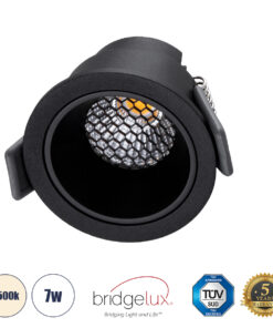 GLOBOSTAR® PLUTO-S 60250 Χωνευτό Downlight Σποτ με Honeycomb Anti Glare Reflector LED 7W 910lm 38° AC 220-240V IP20 Φυσικό Λευκό 4500K - Bridgelux COB Chip & TÜV SÜD Driver - Μαύρο Ματ - Μ6.4 x Π6.4 x Υ4.9cm / Q5.5cm - 5 Χρόνια Εγγύηση
