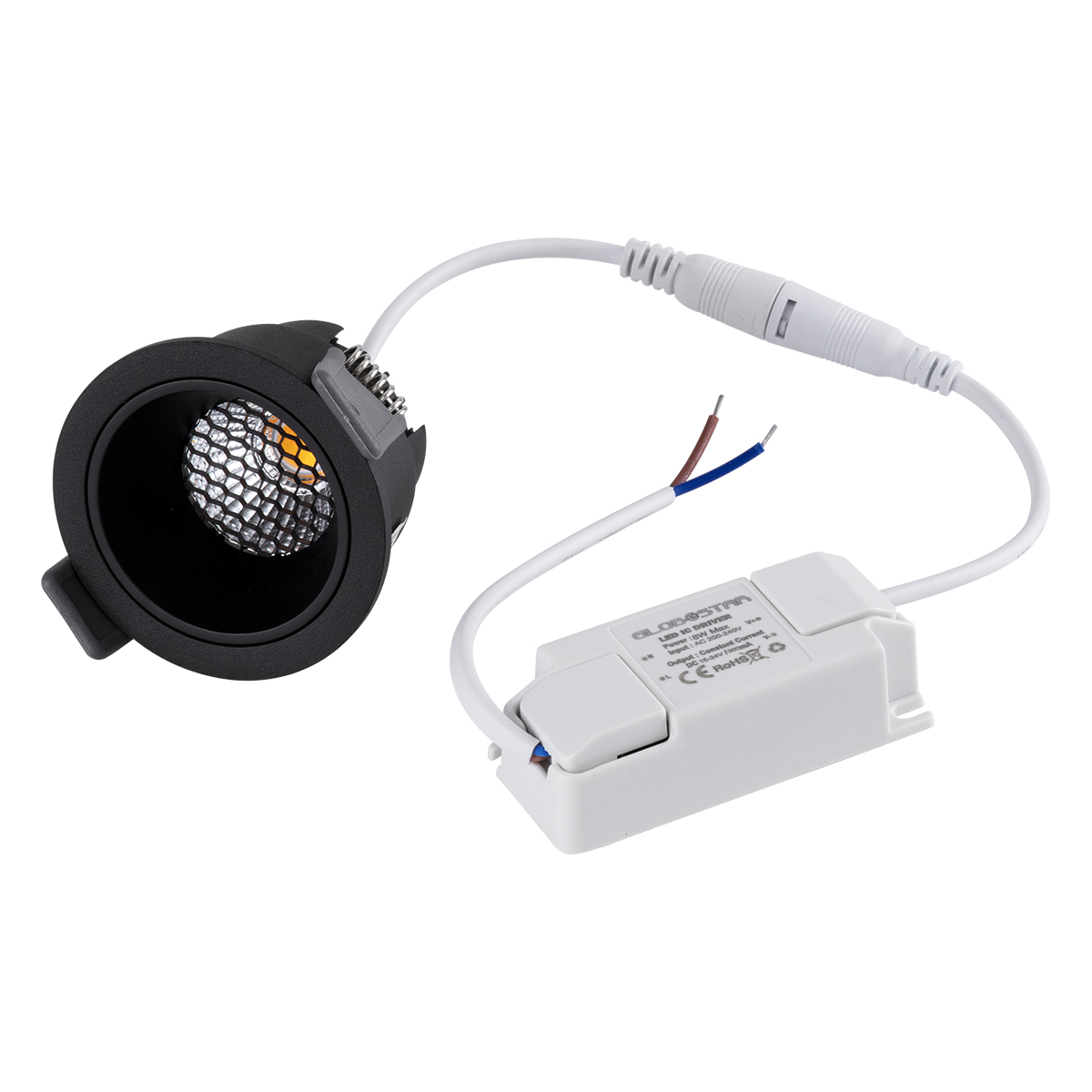 GLOBOSTAR® PLUTO-S 60250 Χωνευτό Downlight Σποτ με Honeycomb Anti Glare Reflector LED 7W 910lm 38° AC 220-240V IP20 Φυσικό Λευκό 4500K - Bridgelux COB Chip & TÜV SÜD Driver - Μαύρο Ματ - Μ6.4 x Π6.4 x Υ4.9cm / Q5.5cm - 5 Χρόνια Εγγύηση - Image 7