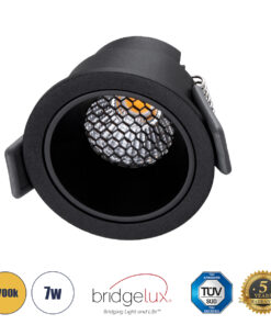 GLOBOSTAR® PLUTO-S 60251 Χωνευτό Downlight Σποτ με Honeycomb Anti Glare Reflector LED 7W 875lm 38° AC 220-240V IP20 Θερμό Λευκό 2700K - Bridgelux COB Chip & TÜV SÜD Driver - Μαύρο Ματ - Μ6.4 x Π6.4 x Υ4.9cm / Q5.5cm - 5 Χρόνια Εγγύηση