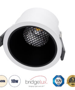 GLOBOSTAR® PLUTO-M 60252 Χωνευτό Downlight Σποτ με Honeycomb Anti Glare Reflector LED 10W 1300lm 38° AC 220-240V IP20 Φυσικό Λευκό 4500K - Bridgelux COB Chip & TÜV SÜD Driver - Λευκό & Μαύρο Ματ - Μ8.4 x Π8.4 x Υ5.9cm / Q7.5cm - 5 Χρόνια Εγγύηση