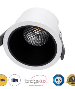 GLOBOSTAR® PLUTO-M 60253 Χωνευτό Downlight Σποτ με Honeycomb Anti Glare Reflector LED 10W 1250lm 38° AC 220-240V IP20 Θερμό Λευκό 2700K - Bridgelux COB Chip & TÜV SÜD Driver - Λευκό & Μαύρο Ματ - Μ8.4 x Π8.4 x Υ5.9cm / Q7.5cm - 5 Χρόνια Εγγύηση