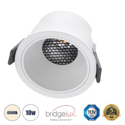 GLOBOSTAR® PLUTO-M 60254 Χωνευτό Downlight Σποτ με Honeycomb Anti Glare Reflector LED 10W 1300lm 38° AC 220-240V IP20 Φυσικό Λευκό 4500K - Bridgelux COB Chip & TÜV SÜD Driver - Λευκό Ματ - Μ8.4 x Π8.4 x Υ5.9cm / Q7.5cm - 5 Χρόνια Εγγύηση