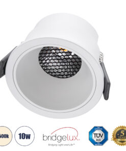 GLOBOSTAR® PLUTO-M 60254 Χωνευτό Downlight Σποτ με Honeycomb Anti Glare Reflector LED 10W 1300lm 38° AC 220-240V IP20 Φυσικό Λευκό 4500K - Bridgelux COB Chip & TÜV SÜD Driver - Λευκό Ματ - Μ8.4 x Π8.4 x Υ5.9cm / Q7.5cm - 5 Χρόνια Εγγύηση