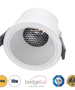 GLOBOSTAR® PLUTO-M 60255 Χωνευτό Downlight Σποτ με Honeycomb Anti Glare Reflector LED 10W 1250lm 38° AC 220-240V IP20 Θερμό Λευκό 2700K - Bridgelux COB Chip & TÜV SÜD Driver - Λευκό Ματ - Μ8.4 x Π8.4 x Υ5.9cm / Q7.5cm - 5 Χρόνια Εγγύηση
