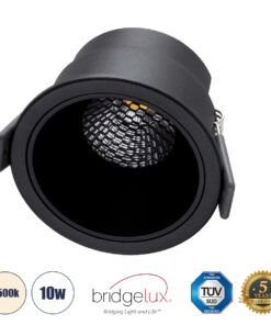 GLOBOSTAR® PLUTO-M 60256 Χωνευτό Downlight Σποτ με Honeycomb Anti Glare Reflector LED 10W 1300lm 38° AC 220-240V IP20 Φυσικό Λευκό 4500K - Bridgelux COB Chip & TÜV SÜD Driver - Μαύρο Ματ - Μ8.4 x Π8.4 x Υ5.9cm / Q7.5cm - 5 Χρόνια Εγγύηση