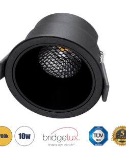 GLOBOSTAR® PLUTO-M 60257 Χωνευτό Downlight Σποτ με Honeycomb Anti Glare Reflector LED 10W 1250lm 38° AC 220-240V IP20 Θερμό Λευκό 2700K - Bridgelux COB Chip & TÜV SÜD Driver - Μαύρο Ματ - Μ8.4 x Π8.4 x Υ5.9cm / Q7.5cm - 5 Χρόνια Εγγύηση