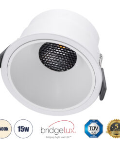 GLOBOSTAR® PLUTO-B 60260 Χωνευτό Downlight Σποτ με Honeycomb Anti Glare Reflector LED 15W 1950lm 38° AC 220-240V IP20 Φυσικό Λευκό 4500K - Bridgelux COB Chip & TÜV SÜD Driver - Λευκό Ματ - Μ10.4 x Π10.4 x Υ6.5cm / Q9.5cm - 5 Χρόνια Εγγύηση