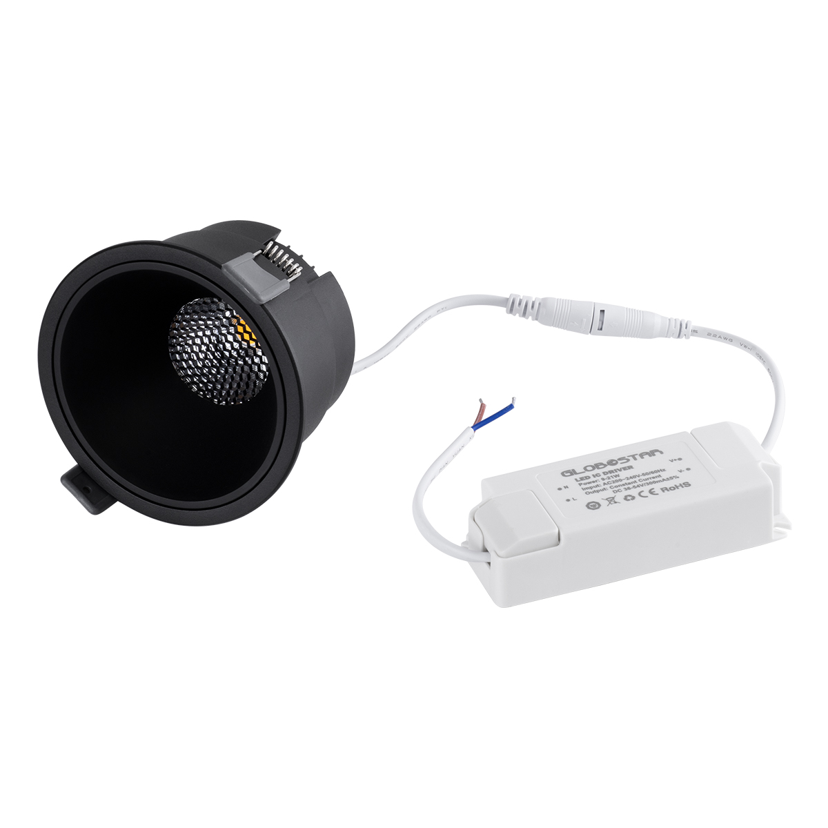 GLOBOSTAR® PLUTO-B 60262 Χωνευτό Downlight Σποτ με Honeycomb Anti Glare Reflector LED 15W 1950lm 38° AC 220-240V IP20 Φυσικό Λευκό 4500K - Bridgelux COB Chip & TÜV SÜD Driver - Μαύρο Ματ - Μ10.4 x Π10.4 x Υ6.5cm / Q9.5cm - 5 Χρόνια Εγγύηση - Image 7