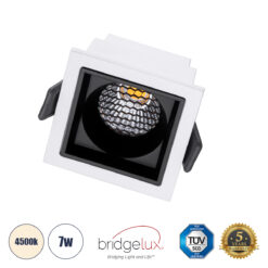 GLOBOSTAR® PLUTO-S 60264 Χωνευτό Downlight Σποτ με Honeycomb Anti Glare Reflector LED 7W 910lm 38° AC 220-240V IP20 Φυσικό Λευκό 4500K - Bridgelux COB Chip & TÜV SÜD Driver - Λευκό & Μαύρο Ματ - Μ6.4 x Π6.4 x Υ4.9cm / Q5.5 x 5.5cm x - 5 Χρόνια Εγγύηση
