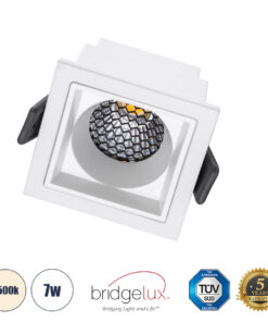 GLOBOSTAR® PLUTO-S 60266 Χωνευτό Downlight Σποτ με Honeycomb Anti Glare Reflector LED 7W 910lm 38° AC 220-240V IP20 Φυσικό Λευκό 4500K - Bridgelux COB Chip & TÜV SÜD Driver - Λευκό Ματ - Μ6.4 x Π6.4 x Υ4.9cm / Q5.5 x 5.5cm - 5 Χρόνια Εγγύηση
