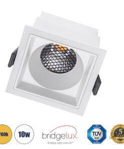 GLOBOSTAR® PLUTO-M 60273 Χωνευτό Downlight Σποτ με Honeycomb Anti Glare Reflector LED 10W 1250lm 38° AC 220-240V IP20 Θερμό Λευκό 2700K - Bridgelux COB Chip & TÜV SÜD Driver - Λευκό Ματ - Μ8.4 x Π8.4 x Υ5.9cm / Q7.5 x 7.5cm - 5 Χρόνια Εγγύηση