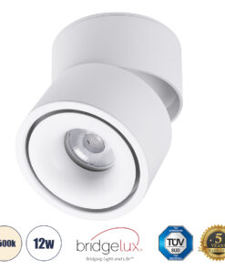 GLOBOSTAR® OMEGA-S 60298 Κινούμενο Downlight Σποτ LED 12W 1560lm 36° AC 220-240V IP20 Φυσικό Λευκό 4500K - Bridgelux COB Chip & TÜV SÜD Driver - Λευκό Ματ - Μ10 x Π10 x Υ10.5cm - 5 Χρόνια Εγγύηση