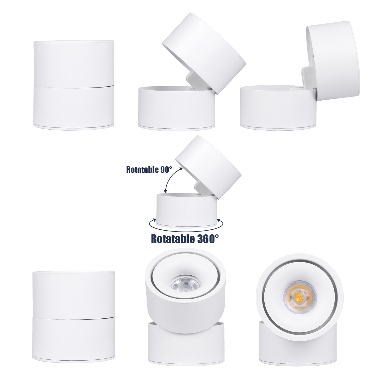 GLOBOSTAR® OMEGA-S 60298 Κινούμενο Downlight Σποτ LED 12W 1560lm 36° AC 220-240V IP20 Φυσικό Λευκό 4500K - Bridgelux COB Chip & TÜV SÜD Driver - Λευκό Ματ - Μ10 x Π10 x Υ10.5cm - 5 Χρόνια Εγγύηση - Image 4