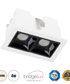 GLOBOSTAR® LUMINAR 60316 Χωνευτό Downlight Σποτ LED 4W 560lm 36° AC 220-240V IP20 Φυσικό Λευκό 4500K - Osram SMD Chip & TÜV SÜD Driver - Λευκό & Μαύρο Ματ - Μ7.5 x Π4.3 x Υ4.5cm / Q6.5 x 3.5cm - 5 Χρόνια Εγγύηση