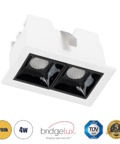 GLOBOSTAR® LUMINAR 60317 Χωνευτό Downlight Σποτ LED 4W 540lm 36° AC 220-240V IP20 Θερμό Λευκό 2700K - Osram SMD Chip & TÜV SÜD Driver - Λευκό & Μαύρο Ματ - Μ7.5 x Π4.3 x Υ4.5cm / Q6.5 x 3.5cm - 5 Χρόνια Εγγύηση